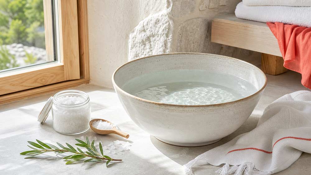 Cristaux de sel d'Epsom pour un bain de pieds