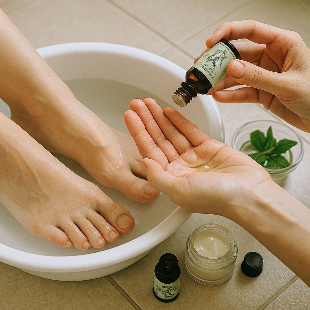 pieds fatigués soin naturel huiles essentielles massage